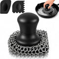 Cast Iron Scrubber and Scraper | 316 Chainmail Scrubber for Cast Iron Pan | Chain Mail Scrubber for Cast Iron Skillet Cleaner | Dishes Pots Wok Griddle Grill | Dish Scouring Pad Dishwasher Safe, Black1