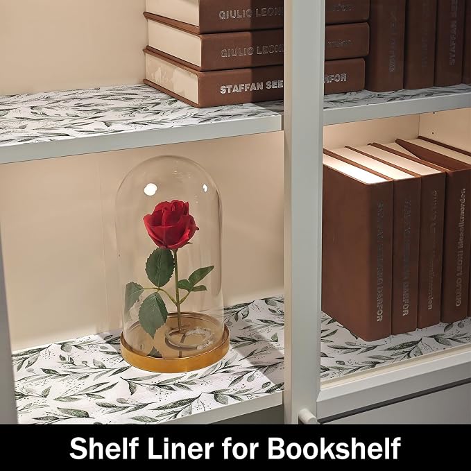 Shelf Liners Non Adhesive and Strong Non-Slip | Shelf and Drawer Liners for Kitchen Cabinet Wire Fridge, Waterproof Shelf Drawer Liner,Easy to Clean,12IN x 10FT,Green Leaf