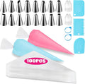 Piping Bags and Tips Set, Cakes Decorating Supplies Kit with 100pcs 18 Inch Pastry Bags, 16 Piping Tips, 3 Cake Scraper, 2 Couplers, 2 Bag Ties, Simple and Convenient Baking Supplies Set | Cakes Decorating Supplies Kit, Simple Baking Supplies Set with ...