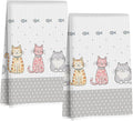 Jztco 2 Pcs Cute Cat Kitchen Towels, Cat Gifts Reusable Hand Towels | Cat Dish Cloths for Drying Dishes, Cats Waffle Dish Towels for Kitchen Bathroom Decor, Cat Lover Gifts for Women Grandma Mom