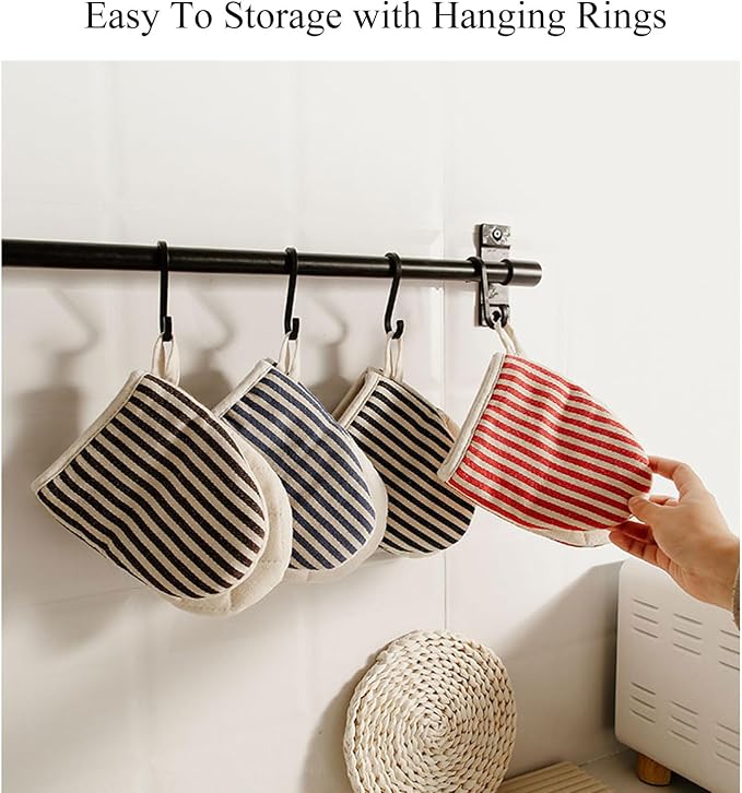 1 Pair Mini Oven Mitts,High Heat Resistant Oven Gloves,Kitchen Short Oven Mit with Hanging Loop for BBQ, Baking, Cooking and Grilling, (Khaki)
