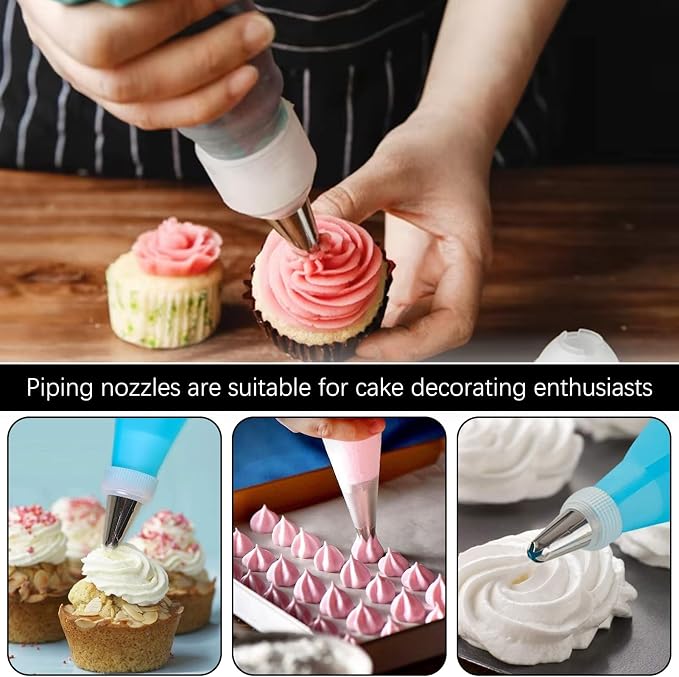 5 Pcs 2D Piping Tip,Stainless Steel | For Cookie And Cake Decorating, DIY Cream.