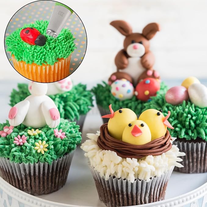 3pcs Grass Piping Tips, Stainless Steel Grass Icing Tip, Professional Cake Decorating Tips for Baking Cupcakes Cake Pastry Fur Hedgehog Spikes Bird Nests Decorating