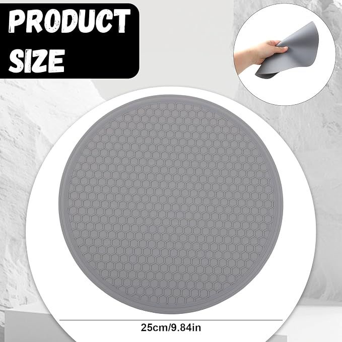 Silicone Microwave Mats, 10 inch Heat Resistant Multifunctional Mat for Kitchen, Non-Slip Silicone Trivet Dishwasher Safe, Splatter Guard, Grey 1 Pcs