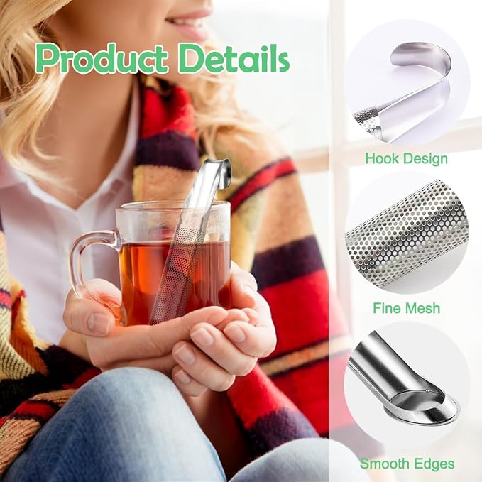 2 Pack Tea Infusers, Extra Fine Mesh Tea Strainer for Loose Tea, Stainless Steel Long Handle Tea Steeper Diffuser for Leaf Tea, Coffee, Spices, Seasonings