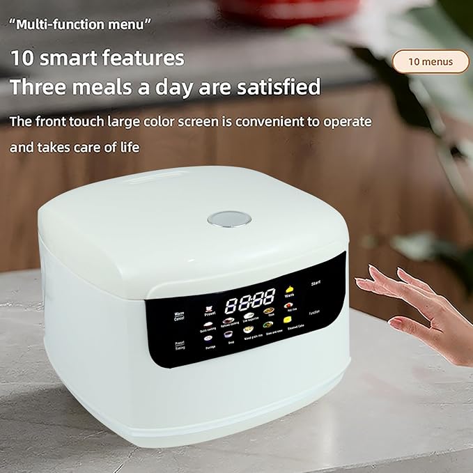 10 Functions Small 2L Rice Cooker,6 Cups Cooked/3-4 Cups Uncooked | Mini Rice Maker Non-Stick Inner Pot for1-4 People,24H Timer Delay and Keep Warm for Dorm,Office,Travel Kitchen Small Families