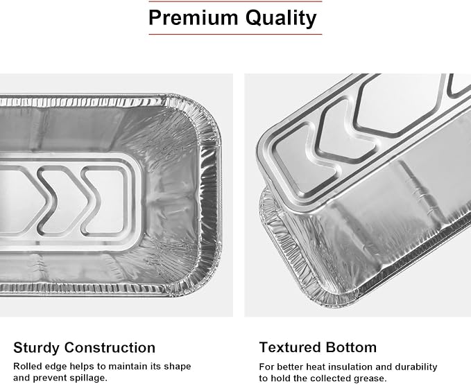 GrillChef 50-Pack Grease Cup Liners Griddle Accessories for Blackstone | Drip Pan Aluminum Foil for Blackstone 17, 22, 28, 36 Inch Griddle, Gift Box Design, Grease Catcher Grill Tray, Disposable