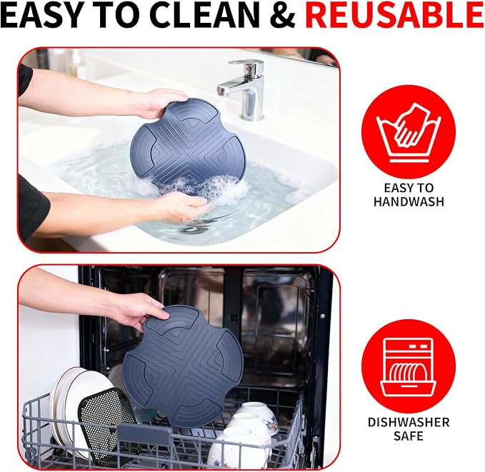 Silicone Mat for Ninja Crispi Air Fryer, Heat-Insulating Trivet for FN101 Containers – Kitchen Splatter Guard, Ninja crispi Accessories Oil Blocker, Keeps Countertop Clean (Dark Blue & Black)