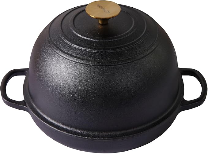 Cast Iron Bread Pan, Sourdough Artisan Bread Oven – Pre-Seasoned – Round 26 cm, 6.25 L (6.6 qt) – Boule Pan with a Deep Lid for Steam Baking