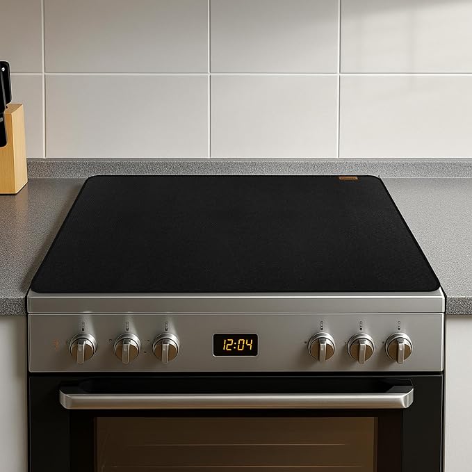 Fireproof Stove Top Covers for Electric Stove, Waterproof & Heat Resistant Mat for Glass Top, Stovetop Protector, Anti-Scratch, 30x21 Black