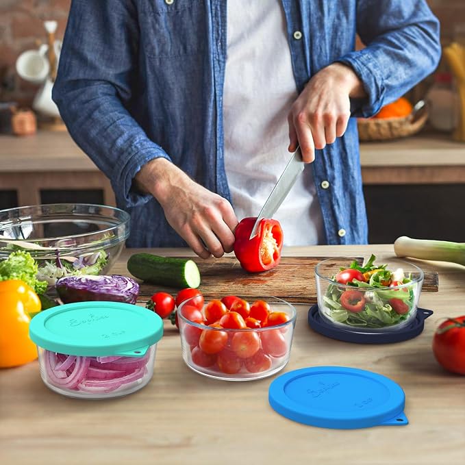 SOPHICO 2 Cup Silicone Lids Replacement for Pyrex & Anchor Hocking 7200-PC | Food Grade Silicone, Leakproof、Airtight Lids, Dishwasher Microwave Safe