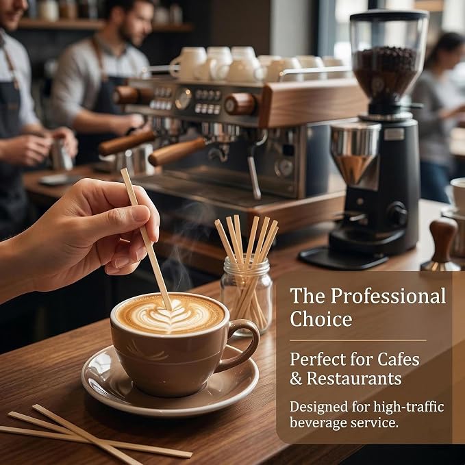 MAQIHAN 2000PCS Coffee Stirrers 5.5" - Bamboo Coffee Stir Sticks Disposable | Hot Drink Beverage Stirrers For Coffee, Milk, Juice, Cocktail And Chocolate, Square Swizzle Sticks For Party And Bar Use