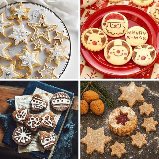 MCIGICM Cookie Cutters Set 12PCS: Flower Round Heart Star Shape Cookie Mold | Stainless Steel Cookie Cutters Variety Pack 3 Size Options, Biscuit Cutter for Baking & Art Crafting