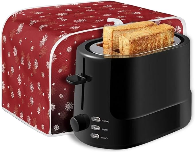 Christmas Snowflake Print Two Slice Toaster Cover Kitchen Small Appliance Covers Kitchen Decoration Microwave Oven Dustproof Cover Keep From Dirty Stain