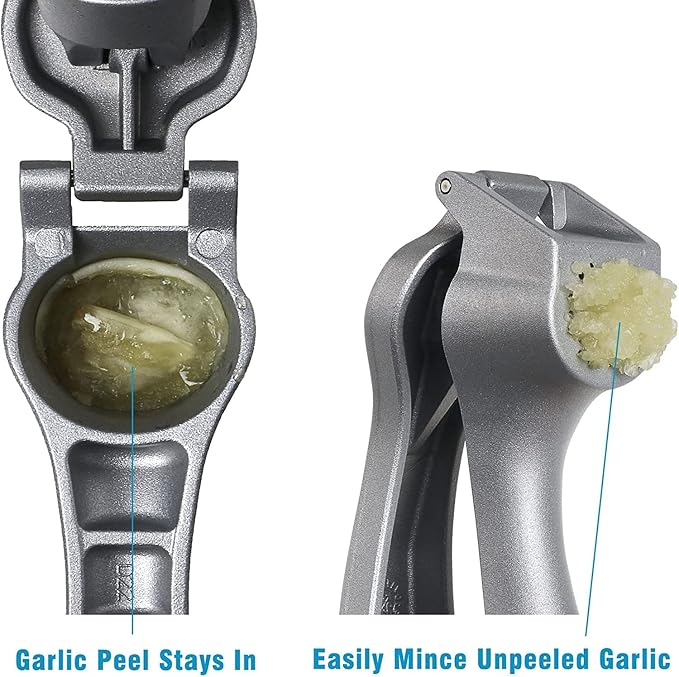 Pamperεd Chεf Garlic Press, Garlic Mincer Easy-squeeze Ergonomic Handle, No Need To Peel, Rust Proof, Professional Ginger Press & Garlic Crusher with Handy Cleaning Brush- Dishwasher Safe