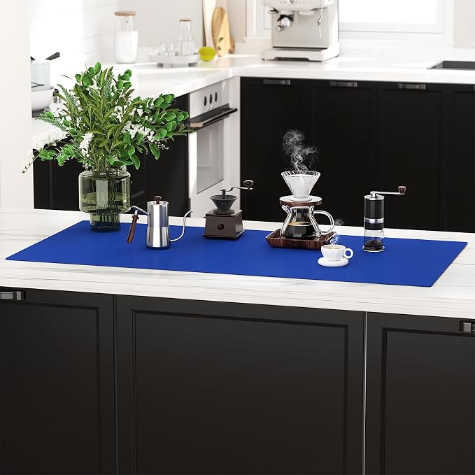 Silicone Protector Mat 47x24 Inch,Blue | 1.3mm silicone mat, heat resistant, non-slip & waterproof. Ideal for baking, painting, resin, welding and table protection.