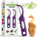 Spring Chef Swivel Vegetable Peeler w/Ergonomic Handle, Set of 2, Purple | Premium Potato Peeler w/ Ultra Sharp Stainless Steel Blades, Multifunctional Veggie Peeler for Apple, Carrot, Cucumber, Fruit