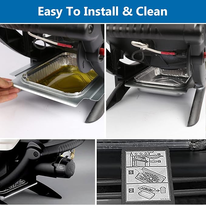 Uniflasy 80346 Catch Pan for Weber Q1200 Q1000 Grill Grease Drip Pan | Includes Grease Tray and 15-pack aluminum liners; fits Weber Q100 Q120 Q140 Q1400 grills, replaces 41887 6415