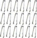 18PCS Mini Tongs for Appetizers, 5Inch Serving Tongs, Ice Tong Appetizer Tong, Small Tongs for Serving Food, Kitchen Utensils for Sugar Cubes, Coffee, Charcuterie Board (Silver-18pcs)