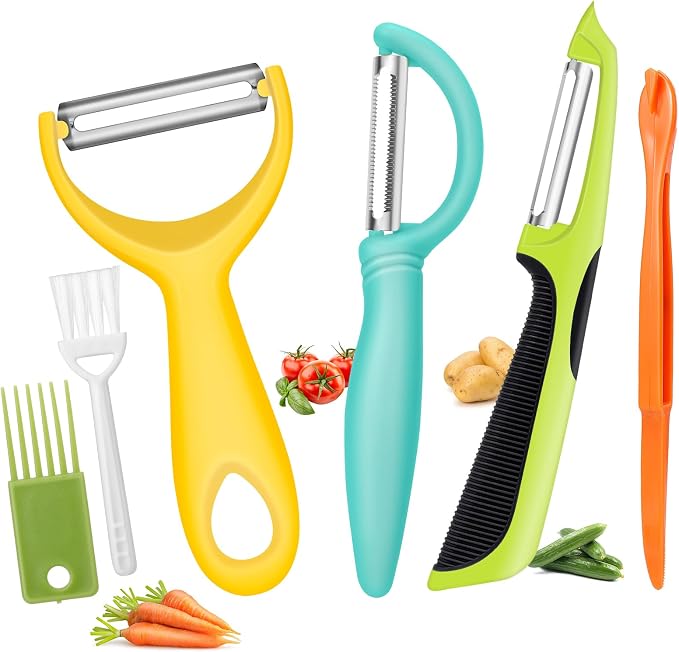 Senbowe Upgrade Potato Peeler for Kitchen, 6PCS Stainless Steel Vegetable Peeler, I and Y Veggie Food Peeler for Apple Fruit Carrot Zucchini Cucumber,Good Grip Makes Peeling Very Easy