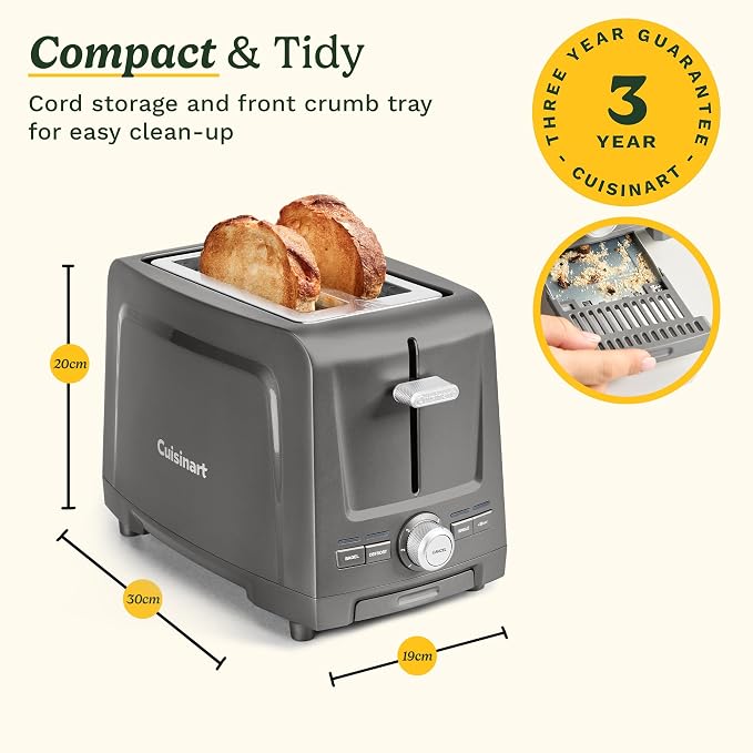 Cuisinart Core Collection 2-Slice Toaster | Extra-Long Slots for Artisan Bread | Bagel Setting |High-Lift Quickview™ | Single Slice & Defrost Functions | +30sec Toast Boost |Removable Crumb Tray