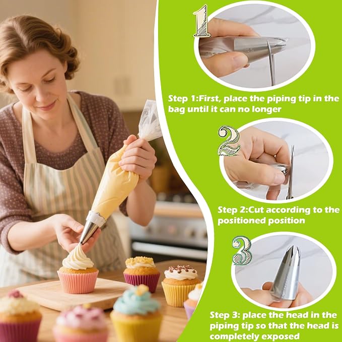 Suuker Large Piping Tips Set, 5 Cake Decorating Tips, 1A 1E 1C 9FT 356 | 5 Large Icing Tips In Round, Open Star, Closed Star, French Star and Drop Flower Shapes for Cakes, Cupcakes and Cookies