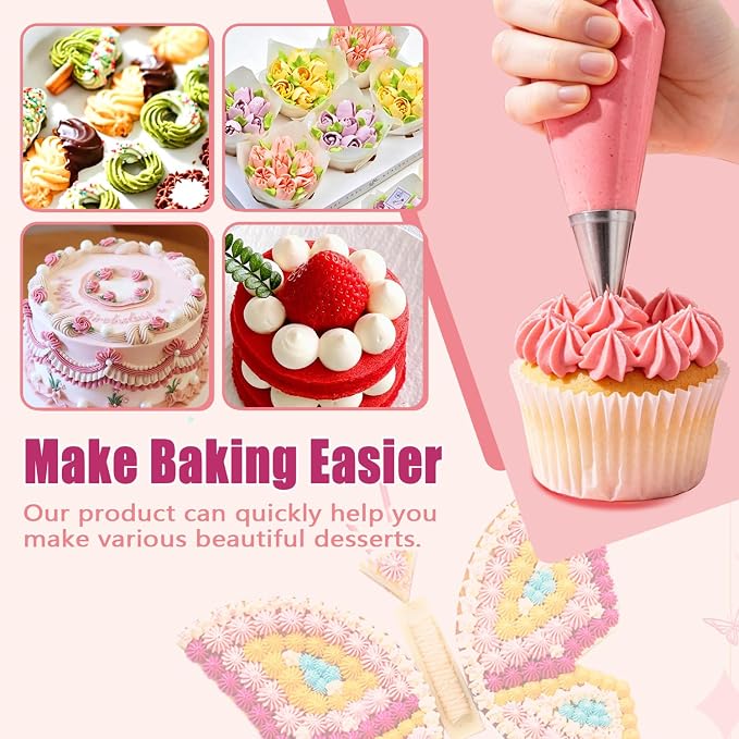 12PCS Piping Tips Set, Stainless Steel Cake Decorating Tips, Russian Nozzles Frosting Icing Tip Tools, Baking Supplies for Cookie Cupcake