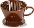 Pour Over Ceramic, Coffee Dripper Ceramic Coffee Maker,Brown | 3 Holes Flat Bottom, Porcelain Slow Filter Cone for Travel, Camping, Office, Home, Coffee Maker Brew