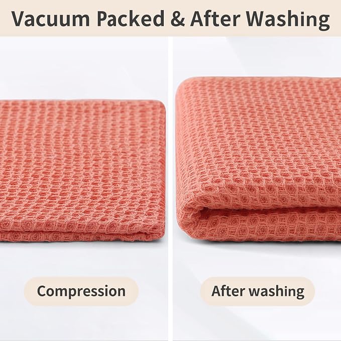 Homaxy 8 Pack 100% Cotton Kitchen Towels and Dishcloths Set, Coral | 12 x 12 Inches and 13 x 28 Inches Kitchen Towels Set, Ultra Soft Absorbent Dish Cloths for Washing Dishes