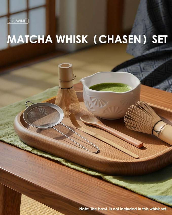 Bamboo Matcha Whisk Set with 2-pack Matcha Whisk, Sifter,Tea Scoop & Spoon | Handcrafted Traditional Japanese Chasen, Natural Bamboo Matcha Kit for Authentic Matcha Tea Preparation