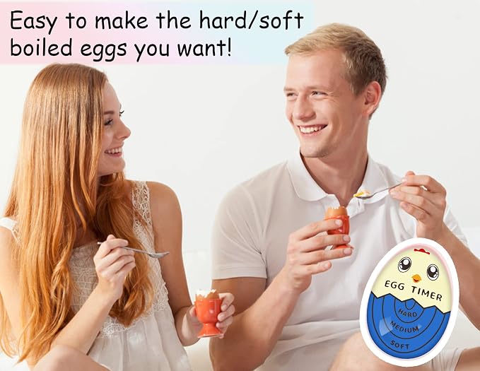 Lasubst Egg Timer for Boiling Eggs that Changes Color When Done, 2 Blue