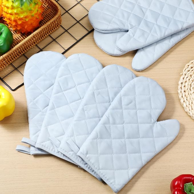 Geyoga 12 Pairs Oven Mitts Heat Resistant Kitchen Long Oven Gloves Mitts Thick Cotton Winter Quilted Baking Flexible Glove Bulk for Cooking BBQ Picnic Kitchen Grilling 10.6 Inch(Grey)