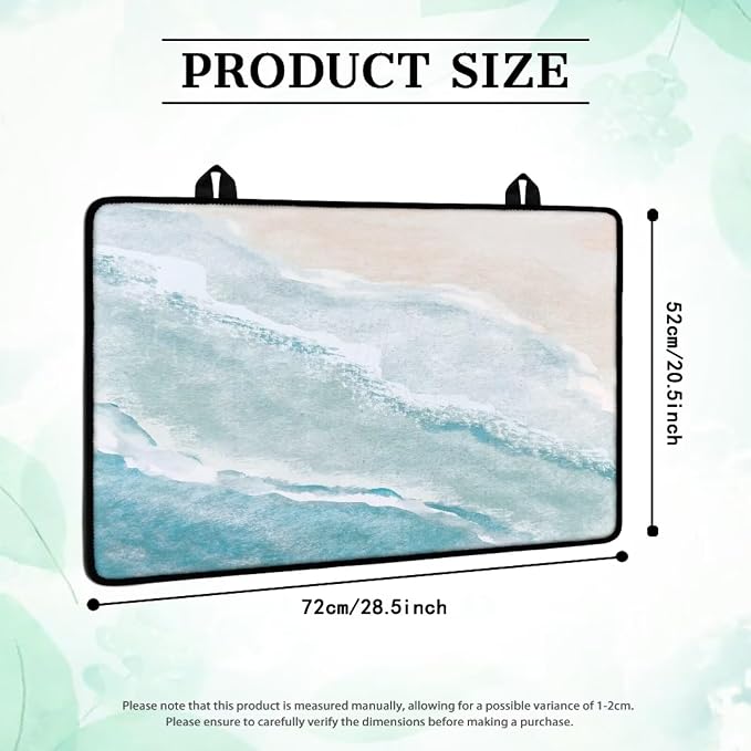 Beach Theme Stove Top Covers for Electric Stove Blue White Sea Ocean Waves Nature Scenery Glass Top Gas Stove Pad Heat Resistant Range Cooktop Mat for Kitchen 28"x20"