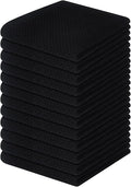 Homaxy 100% Cotton Waffle Weave Kitchen Dish Cloths 12-Pack, Black | 12 x 12 Inches, Ultra Soft Absorbent Dish Towels, Quick Drying Dish Rags with Hanging Loop