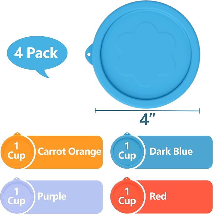 LUVCOSY 1 Cup Silicone Replacement Lids Storage Cover for Pyrex 7202-PC Glass Bowls (Container not Included) 4 Pack Microwave, Dishwasher and Freezer Safe