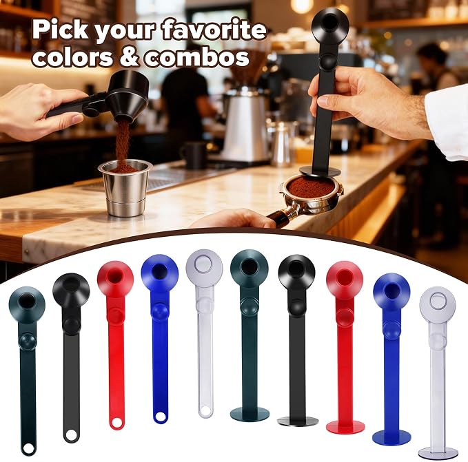 2Pcs Coffee Scoop Funnel 2Tbsp, BPA-Free PCTG, Dishwasher Safe | 51mm Tamper Kit | Fits K-Cup Reusable Pods, Brewer Compatible, Coffee/Protein/Powder, Red, 2 Models A&B