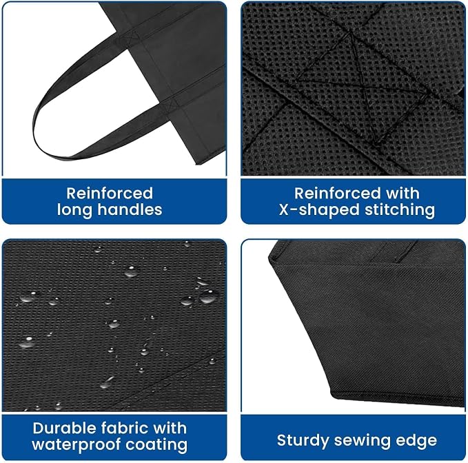 Reusable Grocery Shopping Bags 10 Pack Large Foldable Tote Bags Bulk | Eco Produce Bags with Long Handle for Shopping Groceries Clothes (Plaid D)