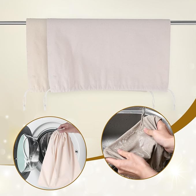 10 Pack 11.9x15.8 Inch Cotton Storage Bags with Drawstrings, Canvas Fabric Sacks, Reusable Multipurpose Muslin Bags for Bread, Produce, Shoes, and More
