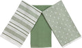 Sage Green Striped Kitchen Hand Dish Towels, Set of 3, 100% Cotton, 16x26 | Striped Solid Polka Dot Design, Soft Absorbent Cleaning Drying Cloth, Multipurpose for Everyday Use