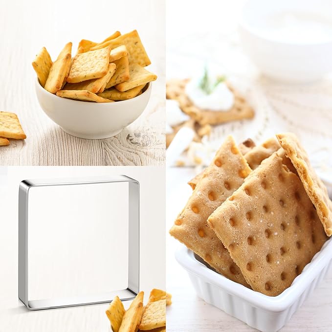 Square Cookie Cutter Sandwich Cutters for Lunchbox Fruit Cutters Vegetable Cutters for Baking DIY X‘mas Birthday Party Decor, Pack of 5
