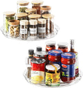 LAMU 2 Pack Lazy Susan Organizer 9 inch Lazy Susan Turntable for Cabinet, Rotating Spice Organization for Cabinet, Kitchen, Table Top, Countertop, Pantry Fridge Organizers and Storage, Clear