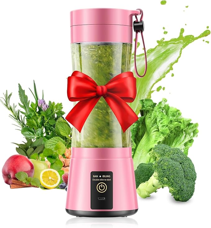 Small Portable Personal Size Blender, 12oz Travel Blender Make Smoothies | BAP-Free Mini Blender with Powerful Blending 6 Stainless Steel Blades, High Blending Speed Freshly Squeezed Anytime, Anywhere