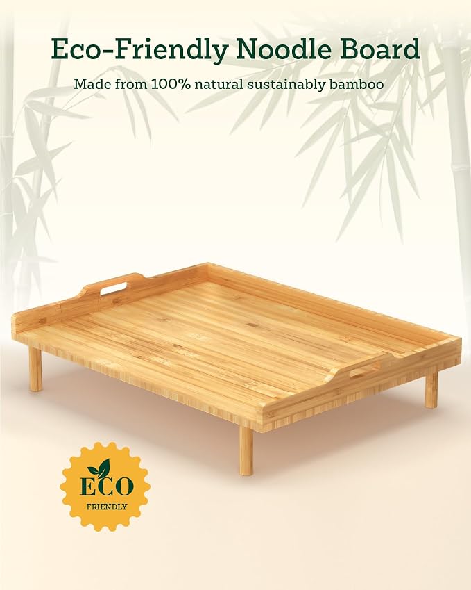 Bamboo Stove Top Cover for Electric Stove & Gas Burners - 29" x 22" Extra Large Noodle Board Stove Cover with Adjustable Legs & Handles - Multi-Use Stove Cover Cutting Board, Sink Cover, RV Accessory