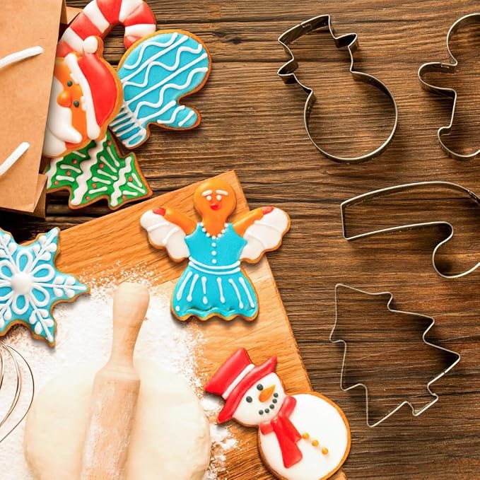 Christmas Cookie Cutters Set of 9 Pieces, Wmtidene Cookie Cutters Shapes for Winter Holiday, Metal includes Christmas Tree,Snowflake,Gingerbread Men,Angel,Star,Mitten,Candy Cane,Snowman