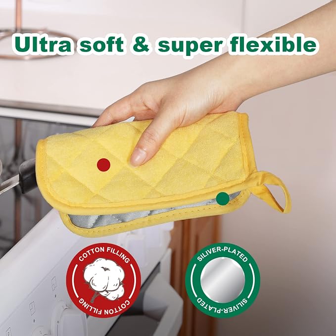 Joyhalo 6 Pack Pot Holders for Kitchen Clearance | Cotton Oven Holder with Great Heat Resistance, Potholders Sets for Kitchen, Countertops, Hot Pots and Pans,Yellow
