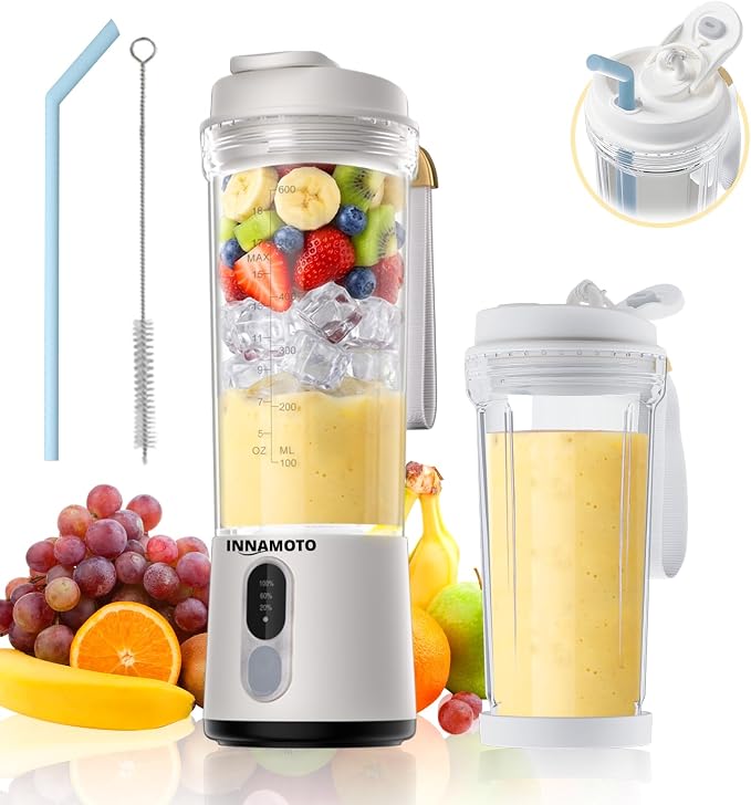 Personal Size Portable Blender Make Smoothies - 20oz Powerful Mini Blender | Small Blender with Large Capacity BPA-Free Juice Cup, Leak-proof Travel Lid, Freshly Squeezed in Gym/Picnic/Office/Home