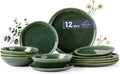 AmorArc Ceramic Dinnerware Sets for 4, 12Pcs Plates and Bowls Sets Dishes | Stoneware Handmade Reactive Glaze Dinner Set, Highly Scratch Resistant | Dishwasher & Microwave Safe Dishware
