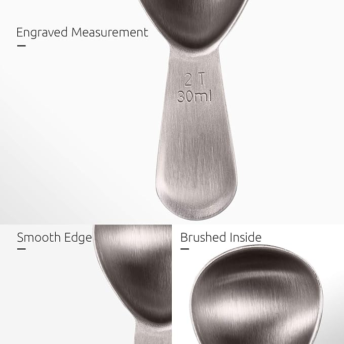 U-Taste 18/8 Stainless Steel Coffee Scoop: 2 Tbsp Scoop Metal Measure Spoon | Stainless Steel Tablespoon Measuring Spoon, Tablespoon Coffee Spoons, Short Handle Tbsp Scooper for Ground Coffee Bean Powder
