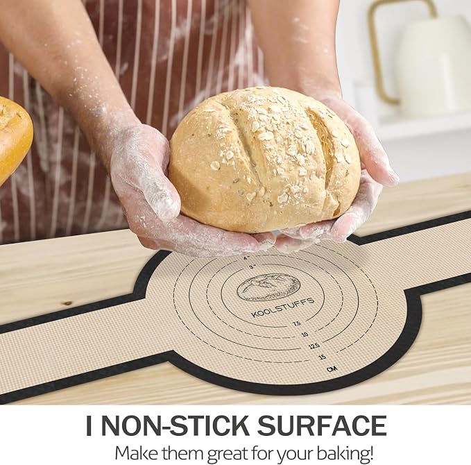 Koolstuffs Sourdough Silicone Bread Sling for Dutch Oven, 2 Pack | Long Handles for Dough Transfer, Nonstick Bread Release, Dishwasher Cleanup, Flexible Reusable Design, Oval and Round, Black