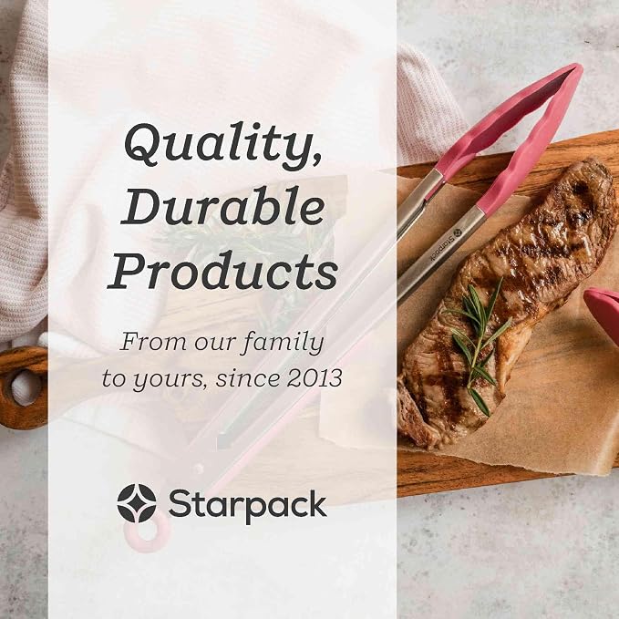 Starpack Get a Grip Silicone Kitchen Tongs (12 Inch) - LFGB Non Toxic, 600°F Heat Resistant, BPA-Free - Heavy-Duty Stainless Steel, Locking - Dishwasher Safe for Nonstick Cookware Earthy Pink